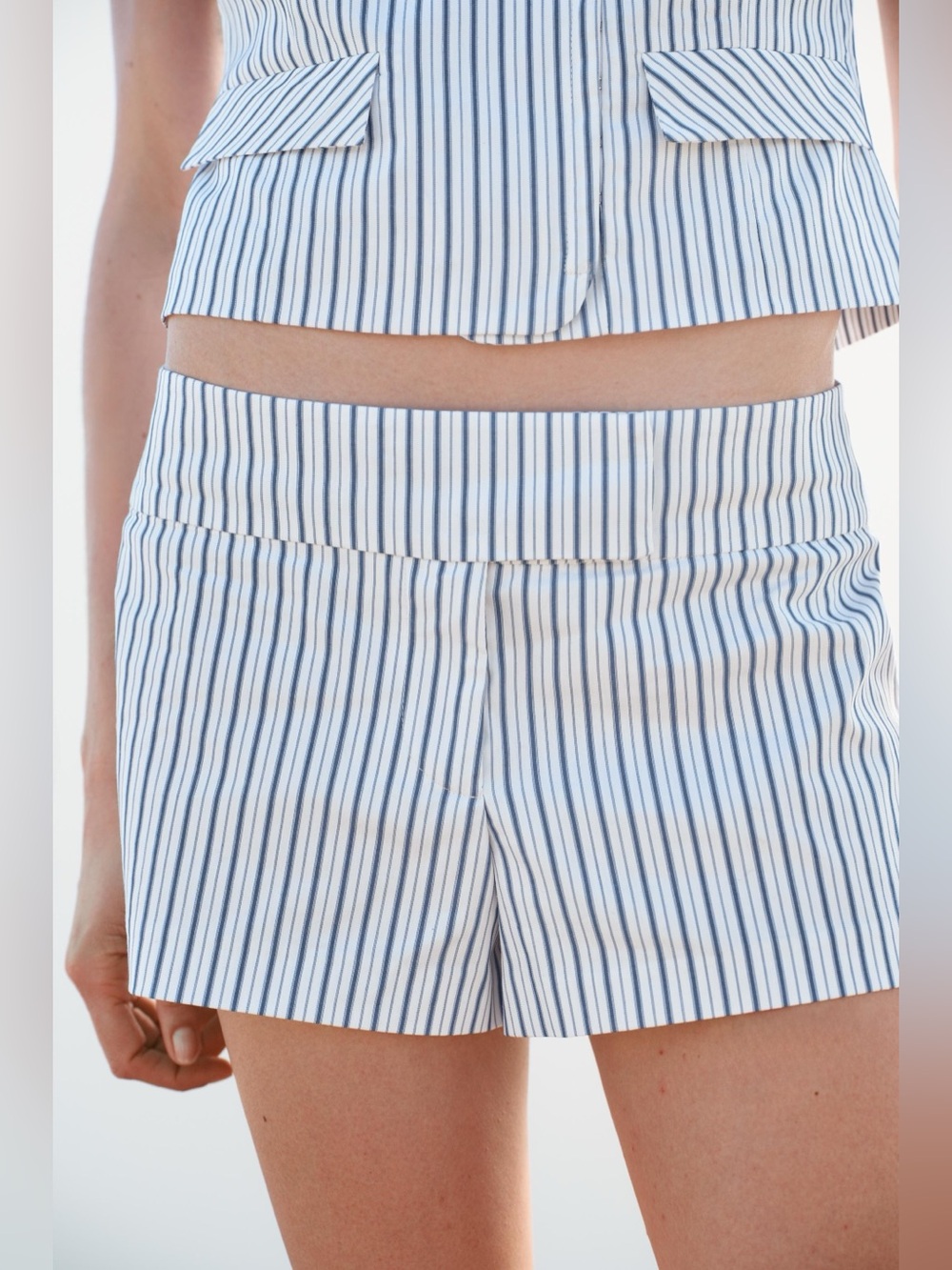 zara striped shorts